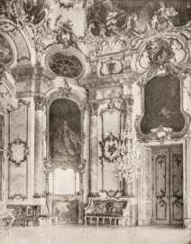 Schloss Bruchsal - Der Fürstensaal - (Tafel VII der Mappe "Dr. Edmund Renard: Die Schlösser zu Würzburg ud Bruchsal - in: Die Baukunst - Heft 1-7", herausgegeben von R. Borrmann und R. Graul, Verlag W. Spemann Berlin/Stuttgart, ohne Jahresangabe)