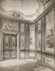 Schloss Bruchsal - Das Watteau-Kabinet - (Tafel VIII der Mappe "Dr. Edmund Renard: Die Schlösser zu Würzburg ud Bruchsal - in: Die Baukunst - Heft 1-7", herausgegeben von R. Borrmann und R. Graul, Verlag W. Spemann Berlin/Stuttgart, ohne Jahresangabe) Schloss Bruchsal - Das Watteau-Kabinet - (Tafel VIII der Mappe "Dr. Edmund Renard: Die Schlösser zu Würzburg ud Bruchsal - in: Die Baukunst - Heft 1-7", herausgegeben von R. Borrmann und R. Graul, Verlag W. Spemann Berlin/Stuttgart, ohne Jahresangabe)