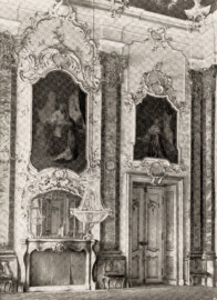Schloss Bruchsal - Figur 17. Speisesaal - (Ausschnitt aus Seite 16 der Mappe "Dr. Edmund Renard: Die Schlösser zu Würzburg ud Bruchsal - in: Die Baukunst - Heft 1-7", herausgegeben von R. Borrmann und R. Graul, Verlag W. Spemann Berlin/Stuttgart, ohne Jahresangabe)