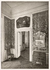 Schloss Bruchsal - Pagenzimmer - Auszug aus Seite 14 des Führers "Otto Recher: Das Schloß in Bruchsal", mit Aufnahmen von Carl Ohler, ohne Jahresangabe, vermutlich 1930; Reproduktion durch Dr. Manfred Schneider, Nußloch