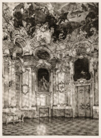 Schloss Bruchsal - Marmorsaal - Auszug aus dem "Führer zu großen Baudenkmälern, Schloss Bruchsal, Heft 38, Deutscher Kunstverlag, Berlin, 1944"; Reproduktion durch Dr. Manfred Schneider, Nußloch
