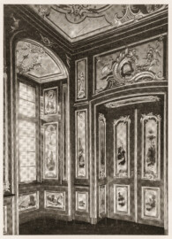 Schloss Bruchsal - Watteau-Kabinett - Auszug aus dem "Führer zu großen Baudenkmälern, Schloss Bruchsal, Heft 38, Deutscher Kunstverlag, Berlin, 1944"; Reproduktion durch Dr. Manfred Schneider, Nußloch