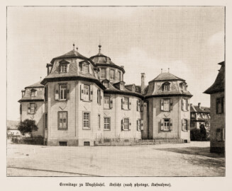 Waghäusel - Eremitage - Eremitage zu Waghäusel. Ansicht - Seite 27 des Buches von Rudolf Tillessen über die Eremitage Waghäusel (Bildnachweis: Rudolf Tillessen: Die Eremitage zu Waghäusel. Ein Beitrag zur Geschichte der Eremitage – 1909; Reproduktion durch Dr. Manfred Schneider)