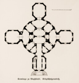 Waghäusel - Eremitage - Eremitage zu Waghäusel. Erdgeschossgrundriß - Seite 31 des Buches von Rudolf Tillessen über die Eremitage Waghäusel (Bildnachweis: Rudolf Tillessen: Die Eremitage zu Waghäusel. Ein Beitrag zur Geschichte der Eremitage – 1909; Reproduktion durch Dr. Manfred Schneider) Waghäusel - Eremitage - Eremitage zu Waghäusel. Erdgeschossgrundriß - Seite 31 des Buches von Rudolf Tillessen über die Eremitage Waghäusel (Bildnachweis: Rudolf Tillessen: Die Eremitage zu Waghäusel. Ein Beitrag zur Geschichte der Eremitage – 1909; Reproduktion durch Dr. Manfred Schneider)