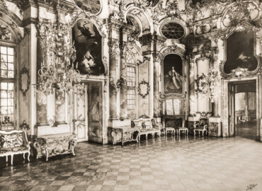Schloss Bruchsal - Marmorsaal / Kaisersaal - (Aufnahme und Abzug von Carl Ohler, vor 1929; Abzug mit freundlicher Genehmigung zur Verfügung gestellt von Frau Margarethe Ohler-Grabenstein; Reproduktion durch Dr. Manfred Schneider, November 2021)