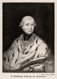 Schloss Bruchsal - Fürstbischof Wilderich von Walderdorf - (Fotograf: Carl Ohler, Bruchsal; Bildnachweis: Seite 109 des Buchs: "Anton Wetterer: Das Bruchsaler Schloß - Seine Baugeschichte und seine Kunst - Zur Zweihundertjahrfeier der Grundsteinlegung - 1922 herausgegeben - Zweite verbesserte Auflage, 1927 - Verlag C.F. Müller, Karlsruhe i.B."; Reproduktion durch Dr. Manfred Schneider, November 2021) Schloss Bruchsal - Fürstbischof Wilderich von Walderdorf - (Fotograf: Carl Ohler, Bruchsal; Bildnachweis: Seite 109 des Buchs: "Anton Wetterer: Das Bruchsaler Schloß - Seine Baugeschichte und seine Kunst - Zur Zweihundertjahrfeier der Grundsteinlegung - 1922 herausgegeben - Zweite verbesserte Auflage, 1927 - Verlag C.F. Müller, Karlsruhe i.B."; Reproduktion durch Dr. Manfred Schneider, November 2021)