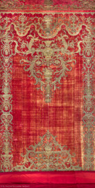 Schloss Bruchsal - Hauptbau / Corps de Logis - Beletage - Grünes Zimmer / Schlafzimmer - Rotes Prunkbett - Blick von vorne auf die Rückwand (aufgenommen im Juni 2018, am Nachmittag) Schloss Bruchsal - Hauptbau / Corps de Logis - Beletage - Grünes Zimmer / Schlafzimmer - Rotes Prunkbett - Blick von vorne auf die Rückwand (aufgenommen im Juni 2018, am Nachmittag)