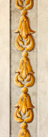 Schloss Bruchsal - Hauptbau - Erdgeschoss - Gartensaal / Sala Terrena - Wandschmuck: Rankenblüten in Girlandenform (Malereien ursprünglich von Giovanni Francesco Marchini, zwischen 1731 und 1736, restauriert von der Restauratoren-Arbeitsgemeinschaft Alfred Panowsky / Klaus Siller, 1982 bis 1986) (aufgenommen im November 2018, am späten Vormittag)