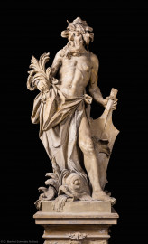 Schloss Bruchsal - Hauptbau - Erdgeschoss - Gartensaal / Sala Terrena - Skulptur im Südosten - Skulptur "Das Wasser" aus dem Skulpturenensemble "Vier Elemente", gehauen von Joachim Günther (Original; eine Kopie befindet sich im Schlossgarten) (aufgenommen im Januar 2019, am frühen Nachmittag) Schloss Bruchsal - Hauptbau - Erdgeschoss - Gartensaal / Sala Terrena - Skulptur im Südosten - Skulptur "Das Wasser" aus dem Skulpturenensemble "Vier Elemente", gehauen von Joachim Günther (Original; eine Kopie befindet sich im Schlossgarten) (aufgenommen im Januar 2019, am frühen Nachmittag)