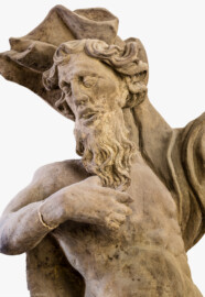 Schloss Bruchsal - Hauptbau - Erdgeschoss, Südhälfte - Gang nach Süden - Blick auf die Skulptur des Neptuns (erstellt vermutlich von Johann Valentin Götz, 1694-1758) (aufgenommen im Januar 2019, am Nachmittag) Schloss Bruchsal - Hauptbau - Erdgeschoss, Südhälfte - Gang nach Süden - Blick auf die Skulptur des Neptuns (erstellt vermutlich von Johann Valentin Götz, 1694-1758) (aufgenommen im Januar 2019, am Nachmittag)