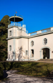 Bruchsal - Belvedere / Schießhaus - Von Außen / Von Südwesten - Blick auf den nördlichen Teil der Westfassade des Belvedere (ursprünglich erbaut 1756-61 nach Plänen von Leonhard Stahl) (aufgenommen im Februar 2019, am Nachmittag) Bruchsal - Belvedere / Schießhaus - Von Außen / Von Südwesten - Blick auf den nördlichen Teil der Westfassade des Belvedere (ursprünglich erbaut 1756-61 nach Plänen von Leonhard Stahl) (aufgenommen im Februar 2019, am Nachmittag)