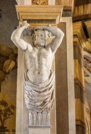 Schloss Bruchsal - Hauptbau / Corps de Logis - Erdgeschoss - Grotte - Blick auf die nördliche Herme (rekonstruiert von Hans Volker Dursy, 1973; Malereien ursprünglich von Giovanni Francesco Marchini, 1731 bis 1736, rekonstruiert von Manfred Leitenmeier, 1971 bis 1980) (aufgenommen im Februar 2019, um die Mittagszeit) Schloss Bruchsal - Hauptbau / Corps de Logis - Erdgeschoss - Grotte - Blick auf die nördliche Herme (rekonstruiert von Hans Volker Dursy, 1973; Malereien ursprünglich von Giovanni Francesco Marchini, 1731 bis 1736, rekonstruiert von Manfred Leitenmeier, 1971 bis 1980) (aufgenommen im Februar 2019, um die Mittagszeit)