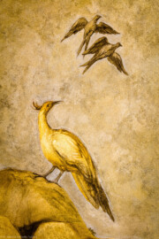 Schloss Bruchsal - Hauptbau / Corps de Logis - Erdgeschoss - Grotte - Umlaufendes Gewölbe, Nordwestseite - Blick auf eine Szene mit Vögeln (Malereien ursprünglich von Giovanni Francesco Marchini, 1731 bis 1736, rekonstruiert von Manfred Leitenmeier, 1971 bis 1980) (aufgenommen im März 2019, am frühen Nachmittag) Schloss Bruchsal - Hauptbau / Corps de Logis - Erdgeschoss - Grotte - Umlaufendes Gewölbe, Nordwestseite - Blick auf eine Szene mit Vögeln (Malereien ursprünglich von Giovanni Francesco Marchini, 1731 bis 1736, rekonstruiert von Manfred Leitenmeier, 1971 bis 1980) (aufgenommen im März 2019, am frühen Nachmittag)