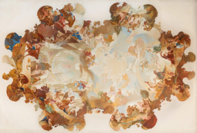 Schloss Bruchsal - Hauptbau / Corps de Logis - Erdgeschoss - Dokumentationsräume „Schloss Bruchsal – gebaut, zerstört, wiedererstanden“ - Rekonstruktions-Entwurf für das Deckenfresko des Marmorsaals, gemalt von Wolfram Köberl 1974 (aufgenommen im März 2019, am frühen Nachmittag) Schloss Bruchsal - Hauptbau / Corps de Logis - Erdgeschoss - Dokumentationsräume „Schloss Bruchsal – gebaut, zerstört, wiedererstanden“ - Rekonstruktions-Entwurf für das Deckenfresko des Marmorsaals, gemalt von Wolfram Köberl 1974 (aufgenommen im März 2019, am frühen Nachmittag)