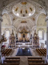 Bruchsal - Peterskirche / St. Peter - Von Innen / Von Norden - Blick von der Orgelempore in die Vierung und das südliche Längsschiff (aufgenommen im Mai 2019, am frühen Nachmittag)