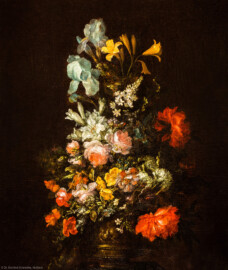 Schloss Bruchsal - Hauptbau / Corps de Logis - Beletage - Winterspeisezimmer - Südwand - Gemälde "Blumenstillleben" (gemalt von Heinrich Berichau, um 1700; Inv.Nr. G 773) (aufgenommen im Oktober 2019, am Nachmittag) Schloss Bruchsal - Hauptbau / Corps de Logis - Beletage - Winterspeisezimmer - Südwand - Gemälde "Blumenstillleben" (gemalt von Heinrich Berichau, um 1700; Inv.Nr. G 773) (aufgenommen im Oktober 2019, am Nachmittag)