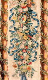 Schloss Bruchsal - Hauptbau / Corps de Logis - Beletage - Garderobenzimmer - Nördliche Wand - Blick auf drei Bahnen der Veston-Tapisserien, auch als "Vestontapete" bezeichnet (linke drei Bahnen: Inv.Nr. G 168a, Höhe 320 cm, Breite 253 cm; rechte zwei Bahnen: Inv.Nr. G 138a, Höhe 325 cm, Breite 172 cm; hergestellt vermutlich in Flandern um 1700) (aufgenommen im Januar 2020, am Nachmittag) Schloss Bruchsal - Hauptbau / Corps de Logis - Beletage - Garderobenzimmer - Nördliche Wand - Blick auf drei Bahnen der Veston-Tapisserien, auch als "Vestontapete" bezeichnet (linke drei Bahnen: Inv.Nr. G 168a, Höhe 320 cm, Breite 253 cm; rechte zwei Bahnen: Inv.Nr. G 138a, Höhe 325 cm, Breite 172 cm; hergestellt vermutlich in Flandern um 1700) (aufgenommen im Januar 2020, am Nachmittag)