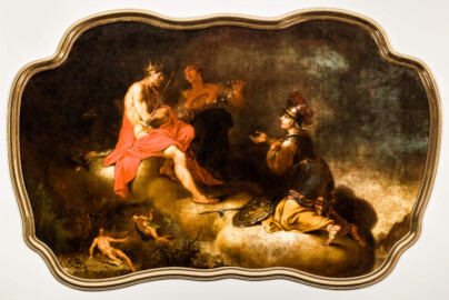 Schloss Bruchsal - Hauptbau / Corps de Logis - Beletage - Rotes Zimmer - Östliche Supraporte - Gemälde "Die Erhebung des Herakles in den Olymp" (gemalt von Januarius Zick, um 1765/66; Inv.Nr. G 755) (aufgenommen im Februar 2020, am frühen Nachmittag) Schloss Bruchsal - Hauptbau / Corps de Logis - Beletage - Rotes Zimmer - Östliche Supraporte - Gemälde "Die Erhebung des Herakles in den Olymp" (gemalt von Januarius Zick, um 1765/66; Inv.Nr. G 755) (aufgenommen im Februar 2020, am frühen Nachmittag)