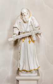 Bruchsal - Peterskirche / St. Peter - Östliches Querschiff, Nordseite - Blick auf die Bruder Konrad Statue (Konrad von Parzham, 1818-1894, Laienbruder aus dem Kapuzinerorden, 1934 heiliggesprochen; Statue gefertigt von dem Schwetzinger Bildhauer Fridolin Rupp) (aufgenommen im April 2020, am Nachmittag) Bruchsal - Peterskirche / St. Peter - Östliches Querschiff, Nordseite - Blick auf die Bruder Konrad Statue (Konrad von Parzham, 1818-1894, Laienbruder aus dem Kapuzinerorden, 1934 heiliggesprochen; Statue gefertigt von dem Schwetzinger Bildhauer Fridolin Rupp) (aufgenommen im April 2020, am Nachmittag)