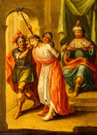 Bruchsal - Peterskirche / St. Peter - Nördliches Längsschiff / westliches Querschiff - Bilderzyklus "Kreuzweg" - Kreuzwegstation I "Jesus wird zum Tode verurteilt" (Kreuzwegstation XIV signiert mit "Ebenhöch", gemalt wohl um 1725, 1963 in St. Peter aufgehängt) (aufgenommen im Mai 2020, am späten Nachmittag) Bruchsal - Peterskirche / St. Peter - Nördliches Längsschiff / westliches Querschiff - Bilderzyklus "Kreuzweg" - Kreuzwegstation I "Jesus wird zum Tode verurteilt" (Kreuzwegstation XIV signiert mit "Ebenhöch", gemalt wohl um 1725, 1963 in St. Peter aufgehängt) (aufgenommen im Mai 2020, am späten Nachmittag)