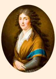 Schloss Bruchsal - Hauptbau / Corps de Logis - Beletage - Empfangszimmer / Roter Salon, Nordwand - Bildnis der Markgräfin Amalie von Baden (1754-1832) (neuerdings dem Maler Philipp Friedrich Hetsch zugeschrieben; um 1790; Öl auf Leinwand; 72 x 56 cm; Inv.Nr. G 8946) (aufgenommen im Mai 2020, am Nachmittag) Schloss Bruchsal - Hauptbau / Corps de Logis - Beletage - Empfangszimmer / Roter Salon, Nordwand - Bildnis der Markgräfin Amalie von Baden (1754-1832) (neuerdings dem Maler Philipp Friedrich Hetsch zugeschrieben; um 1790; Öl auf Leinwand; 72 x 56 cm; Inv.Nr. G 8946) (aufgenommen im Mai 2020, am Nachmittag)