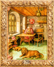 Schloss Bruchsal - Hauptbau / Corps de Logis - Beletage - Galeriezimmer - Nordwand - Gemälde Nr. 29 - "Der heilige Hieronymus im Gehäus, nach Albrecht Dürer" (Maler unbekannt; 17. Jahrhunderts; Inv.Nr. G 701) (aufgenommen im Juli 2020, am Nachmittag) Schloss Bruchsal - Hauptbau / Corps de Logis - Beletage - Galeriezimmer - Nordwand - Gemälde Nr. 29 - "Der heilige Hieronymus im Gehäus, nach Albrecht Dürer" (Maler unbekannt; 17. Jahrhunderts; Inv.Nr. G 701) (aufgenommen im Juli 2020, am Nachmittag)