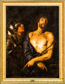 Schloss Bruchsal - Hauptbau / Corps de Logis - Beletage - Grünes Zimmer / Schlafzimmer - Nordwand - Gemälde Nr. 59 - "Verspottung Christi" (Maler unbekannt; Inv.Nr. G 675) (aufgenommen im Juli 2020, am Nachmittag) Schloss Bruchsal - Hauptbau / Corps de Logis - Beletage - Grünes Zimmer / Schlafzimmer - Nordwand - Gemälde Nr. 59 - "Verspottung Christi" (Maler unbekannt; Inv.Nr. G 675) (aufgenommen im Juli 2020, am Nachmittag)