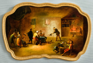 Schloss Bruchsal - Hauptbau / Corps de Logis - Beletage - Pagenzimmer - Ostwand - Gemälde Nr. 43 - Ehemalige Supraporte "Kartenspieler", nach Art von David Teniers dem Jüngeren (gemalt von Johannes Zick; Inv.Nr. G 1145) (aufgenommen im August 2020, am Nachmittag) Schloss Bruchsal - Hauptbau / Corps de Logis - Beletage - Pagenzimmer - Ostwand - Gemälde Nr. 43 - Ehemalige Supraporte "Kartenspieler", nach Art von David Teniers dem Jüngeren (gemalt von Johannes Zick; Inv.Nr. G 1145) (aufgenommen im August 2020, am Nachmittag)