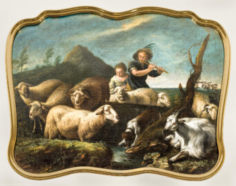 Schloss Bruchsal - Hauptbau / Corps de Logis - Von innen - Beletage - Vorzimmer - Nordwand - Gemälde Nr. 103 (102 ?) - Supraporte "Hirte mit Herde" (Philipp Peter Roos (1657-1706) zugeschrieben; Inv.Nr. G 765 (G 695 ?)) (aufgenommen im Oktober 2020, um die Mittagszeit) Schloss Bruchsal - Hauptbau / Corps de Logis - Von innen - Beletage - Vorzimmer - Nordwand - Gemälde Nr. 103 (102 ?) - Supraporte "Hirte mit Herde" (Philipp Peter Roos (1657-1706) zugeschrieben; Inv.Nr. G 765 (G 695 ?)) (aufgenommen im Oktober 2020, um die Mittagszeit)