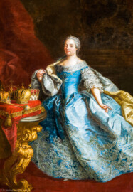 Schloss Bruchsal - Hauptbau / Corps de Logis - Von innen - Beletage - Marmorsaal / Kaisersaal - Gemälde, Südostseite - Porträt von Maria Theresia (1717-1780), gemalt von Martin van Meytens (aufgenommen im Oktober 2020, am Nachmittag) Schloss Bruchsal - Hauptbau / Corps de Logis - Von innen - Beletage - Marmorsaal / Kaisersaal - Gemälde, Südostseite - Porträt von Maria Theresia (1717-1780), gemalt von Martin van Meytens (aufgenommen im Oktober 2020, am Nachmittag)