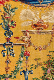 Schloss Bruchsal - Hauptbau / Corps de Logis - Von innen - Beletage - Jagdzimmer - Östliche Wand, Nordseite - Ausschnitt aus der Tapisserie "Bacchus" aus der "Groteskenserie" (Inv.Nr. G 105; Höhe x Breite: 341 cm x 285 cm; hergestellt in der Werkstatt von Philippe Behagle (Vater oder Sohn) in Beauvais zwischen 1685 und 1719; Entwürfe von Jean-Baptiste Monnoyer, Guy-Louis de Vernansal, Jean-Baptiste B(e)lin de Fontenay; restauriert 1960 und nach 2007) (aufgenommen im Februar 2021, am frühen Nachmittag) Schloss Bruchsal - Hauptbau / Corps de Logis - Von innen - Beletage - Jagdzimmer - Östliche Wand, Nordseite - Ausschnitt aus der Tapisserie "Bacchus" aus der "Groteskenserie" (Inv.Nr. G 105; Höhe x Breite: 341 cm x 285 cm; hergestellt in der Werkstatt von Philippe Behagle (Vater oder Sohn) in Beauvais zwischen 1685 und 1719; Entwürfe von Jean-Baptiste Monnoyer, Guy-Louis de Vernansal, Jean-Baptiste B(e)lin de Fontenay; restauriert 1960 und nach 2007) (aufgenommen im Februar 2021, am frühen Nachmittag)