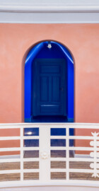 Waghäusel - Eremitage - Hauptbau - Von Innen / 2. Obergeschoss - Blick durch die Rotunde in einen der blauen Räume (aufgenommen im Juni 2021, am späten Nachmittag)