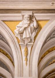 Schloss Bruchsal - Hauptbau / Corps de Logis - Erdgeschoss - Eingangshalle / Intrada - Westseite - Blick auf die nördliche (rechte) Herme (Malerei ursprünglich von Giovanni Francesco Marchini, restauriert von Hermenegild Peiker) (aufgenommen im September 2021, am späten Vormittag) Schloss Bruchsal - Hauptbau / Corps de Logis - Erdgeschoss - Eingangshalle / Intrada - Westseite - Blick auf die nördliche (rechte) Herme (Malerei ursprünglich von Giovanni Francesco Marchini, restauriert von Hermenegild Peiker) (aufgenommen im September 2021, am späten Vormittag)