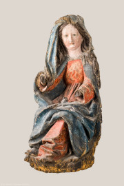 Städtisches Museum Bruchsal - Schloss Bruchsal - Hauptbau / Corps de Logis - Heilige Maria, Holzplastik, 15. Jahrhundert (aus Bruchsal, Kegelstraße 3, Haus Schmiedle) (aufgenommen im September 2021, am späten Nachmittag) Städtisches Museum Bruchsal - Schloss Bruchsal - Hauptbau / Corps de Logis - Heilige Maria, Holzplastik, 15. Jahrhundert (aus Bruchsal, Kegelstraße 3, Haus Schmiedle) (aufgenommen im September 2021, am späten Nachmittag)