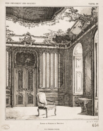 Schloss Bruchsal - Zimmer im Schloss zu Bruchsal. Gezeichnet von Fr. Paukert (Bildnachweis: Sächsische Landesbibliothek — Staats- und Universitätsbibliothek Dresden (SLUB), "Verlag E. A. Seemann: Das Ornament des Rococo und seine Vorstufen - 1894", Tafel 98 - CC BY-SA 4.0 - http://digital.slub-dresden.de/id445873477)