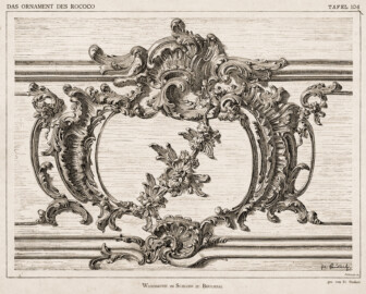 Schloss Bruchsal - Wandmotiv im Schloss zu Bruchsal. Gezeichnet von Fr. Paukert (Bildnachweis: Sächsische Landesbibliothek — Staats- und Universitätsbibliothek Dresden (SLUB), "Verlag E. A. Seemann: Das Ornament des Rococo und seine Vorstufen - 1894", Tafel 104 - CC BY-SA 4.0 - http://digital.slub-dresden.de/id445873477)