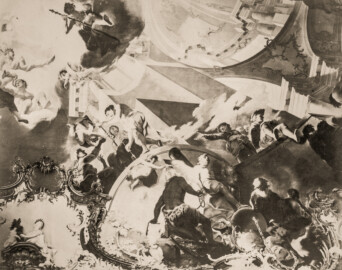 Schloss Bruchsal - Decke Marmorsaal - Seite 45 - Auszug aus: "Georg Maria Eckert: Das Schloss zu Bruchsal in Photographieen / Rococo Ornamente aus dem Schlosse zu Bruchsal, 1871"; Digitalisat der Württembergische Landesbibliothek Stuttgart; Persistente URL: http://digital.wlb-stuttgart.de/purl/bsz517721902; gemeinfrei Schloss Bruchsal - Decke Marmorsaal - Seite 45 - Auszug aus: "Georg Maria Eckert: Das Schloss zu Bruchsal in Photographieen / Rococo Ornamente aus dem Schlosse zu Bruchsal, 1871"; Digitalisat der Württembergische Landesbibliothek Stuttgart; Persistente URL: http://digital.wlb-stuttgart.de/purl/bsz517721902; gemeinfrei