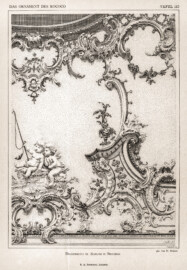 Schloss Bruchsal - Deckenmotiv im Schloss zu Bruchsal. Gezeichnet von Franz Paukert (Bildnachweis: "Verlag E. A. Seemann: Das Ornament des Rococo und seine Vorstufen - 1894", Tafel 110; mit freundlicher Genehmigung zur Verfügung gestellt von Andreas Froncala, Berlin)