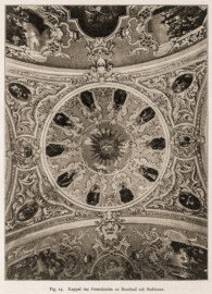 Bruchsal - St. Peter / Peterskirche - Kuppel der Peterskirche zu Bruchsal mit Stukkatur (Bildnachweis: Universitätsbibliothek Heidelberg, "Rott, Hans; Kraus, Franz Xaver [Hrsg.]: Die Kunstdenkmäler des Grossherzogthums Baden (Band 9,2): Die Kunstdenkmäler des Amtsbezirks Bruchsal (Kreis Karlsruhe). Tübingen, 1913", Seite 30 - CC-BY-SA-3.0. https://digi.ub.uni-heidelberg.de/diglit/kdm9bd2)