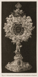 Bruchsal - St. Peter / Peterskirche - Reliquiar des hl. Sebastian in der Peterskirche zu Bruchsal (Bildnachweis: Universitätsbibliothek Heidelberg, "Rott, Hans; Kraus, Franz Xaver [Hrsg.]: Die Kunstdenkmäler des Grossherzogthums Baden (Band 9,2): Die Kunstdenkmäler des Amtsbezirks Bruchsal (Kreis Karlsruhe). Tübingen, 1913", Seite 40 - CC-BY-SA-3.0. https://digi.ub.uni-heidelberg.de/diglit/kdm9bd2)