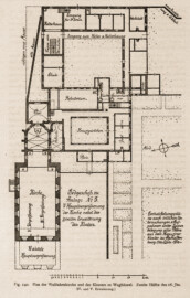 Waghäusel - Plan der Wallfahrtskirche und des Klosters zu Waghäusel. Zweite Hälfte des 18. Jhs. (IV. und V. Erweiterung) (Bildnachweis: Universitätsbibliothek Heidelberg, "Rott, Hans; Kraus, Franz Xaver [Hrsg.]: Die Kunstdenkmäler des Grossherzogthums Baden (Band 9,2): Die Kunstdenkmäler des Amtsbezirks Bruchsal (Kreis Karlsruhe). Tübingen, 1913", Seite 326 - CC-BY-SA-3.0. https://digi.ub.uni-heidelberg.de/diglit/kdm9bd2)