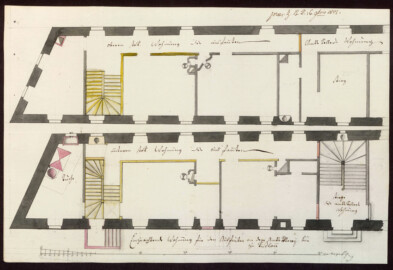 Bad Mingolsheim - Schloss Kislau - Plan der Amtskellereiwohnung, um 1807 (Bildnachweis: Landesarchiv Baden-Württemberg, Abt. Generallandesarchiv Karlsruhe, 229 Nr. 53865 K 1; https://www.landesarchiv-bw.de/plink/?f=4-3345980-1; CC BY 3.0 DE) Bad Mingolsheim - Schloss Kislau - Plan der Amtskellereiwohnung, um 1807 (Bildnachweis: Landesarchiv Baden-Württemberg, Abt. Generallandesarchiv Karlsruhe, 229 Nr. 53865 K 1; https://www.landesarchiv-bw.de/plink/?f=4-3345980-1; CC BY 3.0 DE)