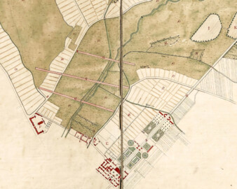 Bruchsal - Faltplan über das Schloß Bruchsal, um 1800; Ausschnitt aus einem Faltplan über das Schloß Bruchsal und Altenbürg mit dem umliegenden Gebiet. Grenzen mit Grenzsteinen. Walddistrikte und Fluren mit Nr. und Buchstaben, Erklärung, Art, Zugehörigkeit und Größe in der Legende. Wald, Matten, Äcker, Gewässer, Brücken, Straßen und Wege eingezeichnet. Schloß mit Nebengebäuden und Parkanlage, Altenbürg (Schloß) mit Gartenanlage, Jägerhaus, Ziegelhütte, Saline, Gradierwerke und Bauhof im Grundriß eingezeichnet. Karte auf Leinen und sechs leere Blätter in Pappband (Bildnachweis: Landesarchiv Baden-Württemberg, Generallandesarchiv Karlsruhe H Bruchsal 12; http://www.landesarchiv-bw.de/plink/?f=4-1686140; CC BY 3.0 DE) Bruchsal - Faltplan über das Schloß Bruchsal, um 1800; Ausschnitt aus einem Faltplan über das Schloß Bruchsal und Altenbürg mit dem umliegenden Gebiet. Grenzen mit Grenzsteinen. Walddistrikte und Fluren mit Nr. und Buchstaben, Erklärung, Art, Zugehörigkeit und Größe in der Legende. Wald, Matten, Äcker, Gewässer, Brücken, Straßen und Wege eingezeichnet. Schloß mit Nebengebäuden und Parkanlage, Altenbürg (Schloß) mit Gartenanlage, Jägerhaus, Ziegelhütte, Saline, Gradierwerke und Bauhof im Grundriß eingezeichnet. Karte auf Leinen und sechs leere Blätter in Pappband (Bildnachweis: Landesarchiv Baden-Württemberg, Generallandesarchiv Karlsruhe H Bruchsal 12; http://www.landesarchiv-bw.de/plink/?f=4-1686140; CC BY 3.0 DE)