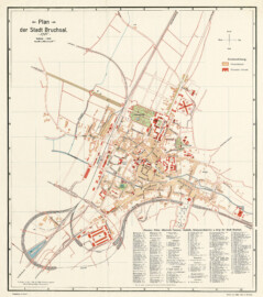 Bruchsal - Plan der Stadt Bruchsal, um 1910 (Bildnachweis: Landesarchiv Baden-Württemberg, Abt. Generallandesarchiv Karlsruhe, H Bruchsal 18; https://www.landesarchiv-bw.de/plink/?f=4-1686095-1; CC BY 3.0 DE) Bruchsal - Plan der Stadt Bruchsal, um 1910 (Bildnachweis: Landesarchiv Baden-Württemberg, Abt. Generallandesarchiv Karlsruhe, H Bruchsal 18; https://www.landesarchiv-bw.de/plink/?f=4-1686095-1; CC BY 3.0 DE)