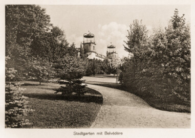 Bruchsal - Stadtgarten mit Belvedere, um 1911 (Bildnachweis: Landesarchiv Baden-Württemberg, Abt. Generallandesarchiv Karlsruhe, 69 Baden, Sammlung 1995 F I Nr. 85, 22; https://www.landesarchiv-bw.de/plink/?f=4-2080935-1; CC BY 3.0 DE) Bruchsal - Stadtgarten mit Belvedere, um 1911 (Bildnachweis: Landesarchiv Baden-Württemberg, Abt. Generallandesarchiv Karlsruhe, 69 Baden, Sammlung 1995 F I Nr. 85, 22; https://www.landesarchiv-bw.de/plink/?f=4-2080935-1; CC BY 3.0 DE)