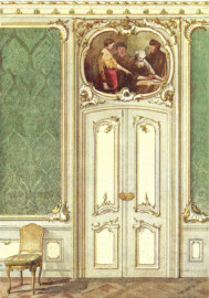 Schloss Bruchsal - Tür und Supraporte eines Appartements; aus: Karl Eyth (Hg.): Das farbige Malerbuch, 1901, Tafel 15; mit freundlicher Genehmigung zur Verfügung gestellt von Andreas Froncala, Berlin