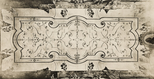 Das Bruchsaler Schloss - Decke der Hauskapelle (124) im Corps de Logis ca 1730 (Blatt 31 (oben) der Mappe "Fritz Hirsch: Das Bruchsaler Schloss aus Anlass der Renovation (1900-1909)", erschienen: Heidelberg, Carl Winter's Universitätsbuchhandlung, 1910; Mappe aus dem Bestand des Städtischen Museums Bruchsal; Reproduktion durch Dr. Manfred Schneider, mit freundlicher Genehmigung des Museums) Das Bruchsaler Schloss - Decke der Hauskapelle (124) im Corps de Logis ca 1730 (Blatt 31 (oben) der Mappe "Fritz Hirsch: Das Bruchsaler Schloss aus Anlass der Renovation (1900-1909)", erschienen: Heidelberg, Carl Winter's Universitätsbuchhandlung, 1910; Mappe aus dem Bestand des Städtischen Museums Bruchsal; Reproduktion durch Dr. Manfred Schneider, mit freundlicher Genehmigung des Museums)