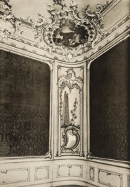 Das Bruchsaler Schloss - Corps de Logis, Jagdzimmer (127) ca. 1756 (Blatt 50 der Mappe "Fritz Hirsch: Das Bruchsaler Schloss aus Anlass der Renovation (1900-1909)", erschienen: Heidelberg, Carl Winter's Universitätsbuchhandlung, 1910; Mappe aus dem Bestand des Städtischen Museums Bruchsal; Reproduktion durch Dr. Manfred Schneider, mit freundlicher Genehmigung des Museums) Das Bruchsaler Schloss - Corps de Logis, Jagdzimmer (127) ca. 1756 (Blatt 50 der Mappe "Fritz Hirsch: Das Bruchsaler Schloss aus Anlass der Renovation (1900-1909)", erschienen: Heidelberg, Carl Winter's Universitätsbuchhandlung, 1910; Mappe aus dem Bestand des Städtischen Museums Bruchsal; Reproduktion durch Dr. Manfred Schneider, mit freundlicher Genehmigung des Museums)