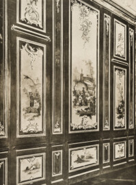 Das Bruchsaler Schloss - Corps de Logis, Watteau-Kabinett (138), gemalt von Januarius Zick 1759 (Blatt 58 der Mappe "Fritz Hirsch: Das Bruchsaler Schloss aus Anlass der Renovation (1900-1909)", erschienen: Heidelberg, Carl Winter's Universitätsbuchhandlung, 1910; Mappe aus dem Bestand des Städtischen Museums Bruchsal; Reproduktion durch Dr. Manfred Schneider, mit freundlicher Genehmigung des Museums) Das Bruchsaler Schloss - Corps de Logis, Watteau-Kabinett (138), gemalt von Januarius Zick 1759 (Blatt 58 der Mappe "Fritz Hirsch: Das Bruchsaler Schloss aus Anlass der Renovation (1900-1909)", erschienen: Heidelberg, Carl Winter's Universitätsbuchhandlung, 1910; Mappe aus dem Bestand des Städtischen Museums Bruchsal; Reproduktion durch Dr. Manfred Schneider, mit freundlicher Genehmigung des Museums)