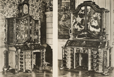 Das Bruchsaler Schloss - Möbel aus dem Bruchsaler Schloss - Jetzt im Karlsruher Schloss (Blatt 62 der Mappe "Fritz Hirsch: Das Bruchsaler Schloss aus Anlass der Renovation (1900-1909)", erschienen: Heidelberg, Carl Winter's Universitätsbuchhandlung, 1910; Mappe aus dem Bestand des Städtischen Museums Bruchsal; Reproduktion durch Dr. Manfred Schneider, mit freundlicher Genehmigung des Museums) Das Bruchsaler Schloss - Möbel aus dem Bruchsaler Schloss - Jetzt im Karlsruher Schloss (Blatt 62 der Mappe "Fritz Hirsch: Das Bruchsaler Schloss aus Anlass der Renovation (1900-1909)", erschienen: Heidelberg, Carl Winter's Universitätsbuchhandlung, 1910; Mappe aus dem Bestand des Städtischen Museums Bruchsal; Reproduktion durch Dr. Manfred Schneider, mit freundlicher Genehmigung des Museums)